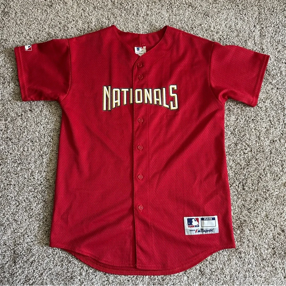 VTG Y2K Majestic Washington Nationals MLB Red Mesh Jersey Boys Youth XL Made USA